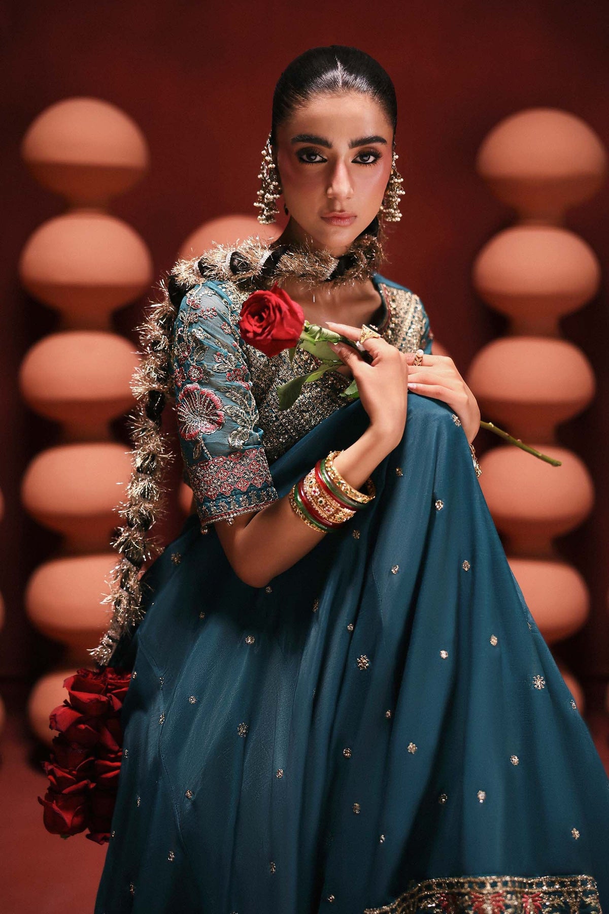 Maria B | Luxury Formals Pre Fall | SF-EA26-27-Teal by Maria B - Designer Dress  - Type : Ladies Clothes - Available at Libayah - 100% Original 