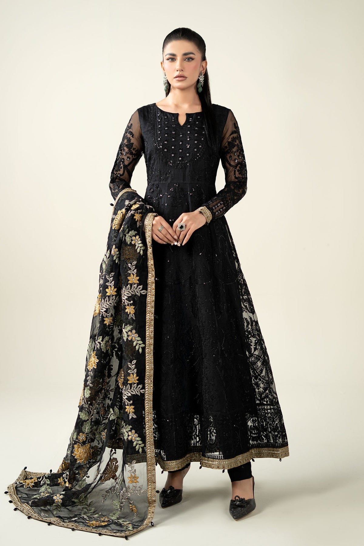 Maria B | Pre Fall Dresses | 3 Piece Embroidered Suit Black by Maria B - Designer Dress  - Type : Ladies Clothes - Available at Libayah - 100% Original 