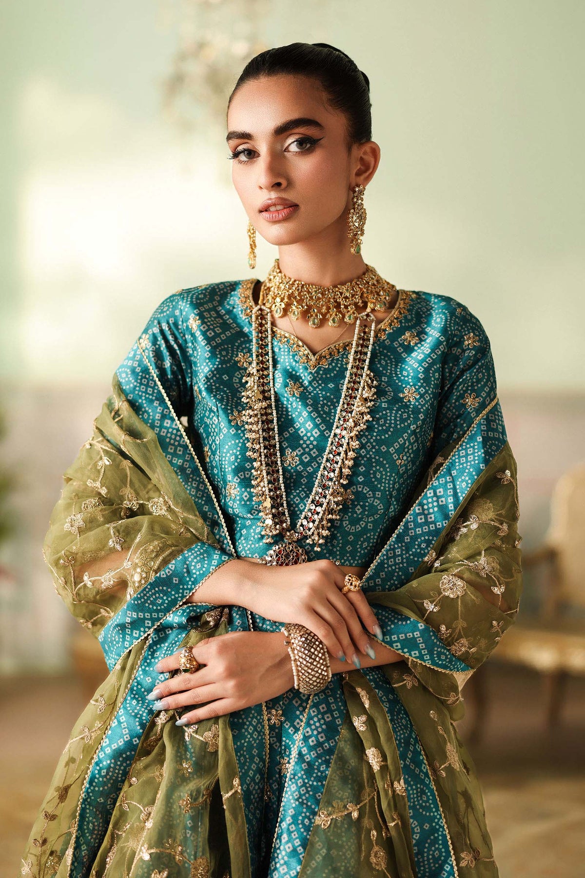Maria B | Pre Fall Dresses | 3 Piece Embroidered Raw Silk Suit Teal Green by Maria B - Designer Dress  - Type : Ladies Clothes - Available at Libayah - 100% Original 