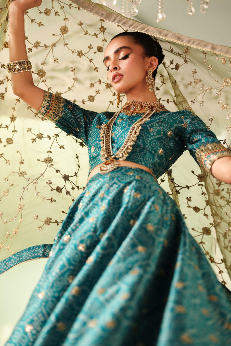 Maria B | Pre Fall Dresses | 3 Piece Embroidered Raw Silk Suit Teal Green by Maria B - Designer Dress  - Type : Ladies Clothes - Available at Libayah - 100% Original 