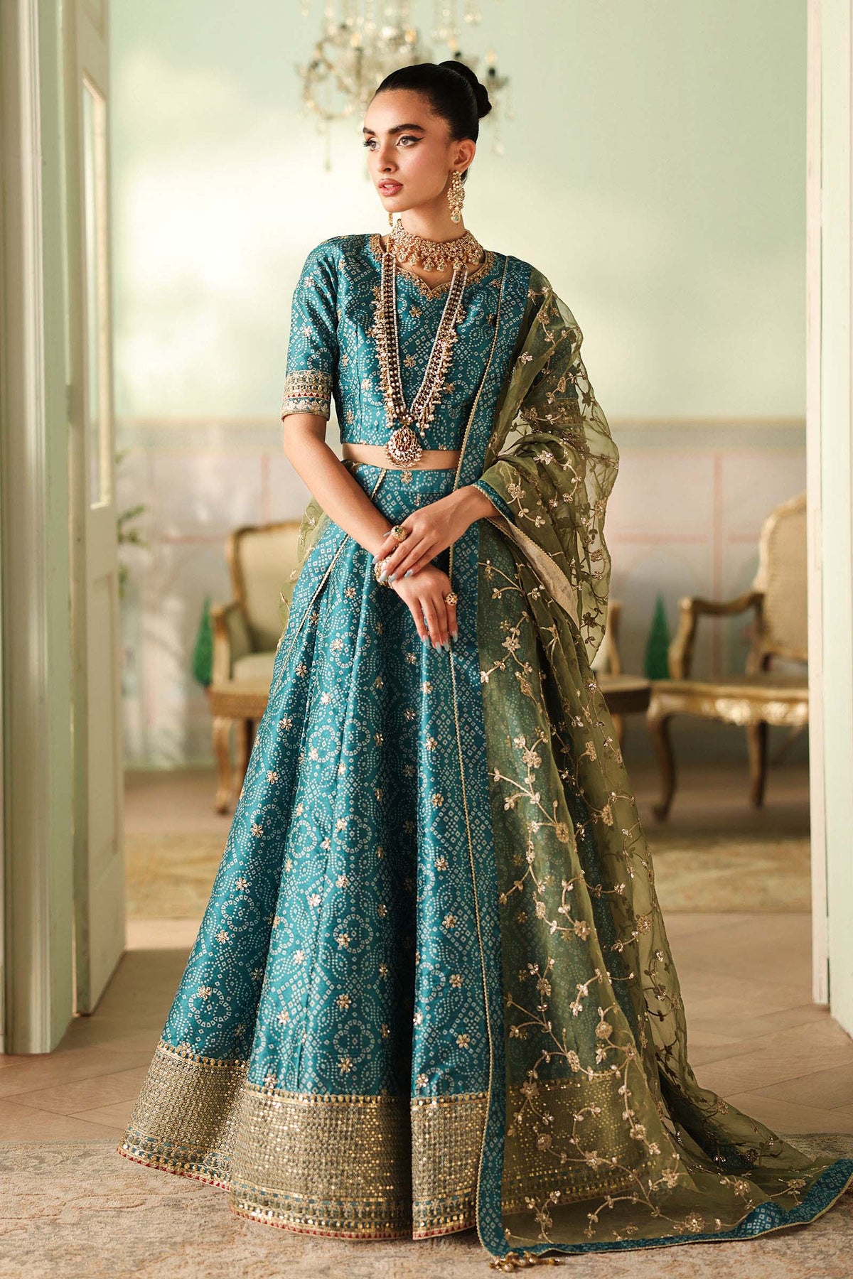 Maria B | Pre Fall Dresses | 3 Piece Embroidered Raw Silk Suit Teal Green by Maria B - Designer Dress  - Type : Ladies Clothes - Available at Libayah - 100% Original 