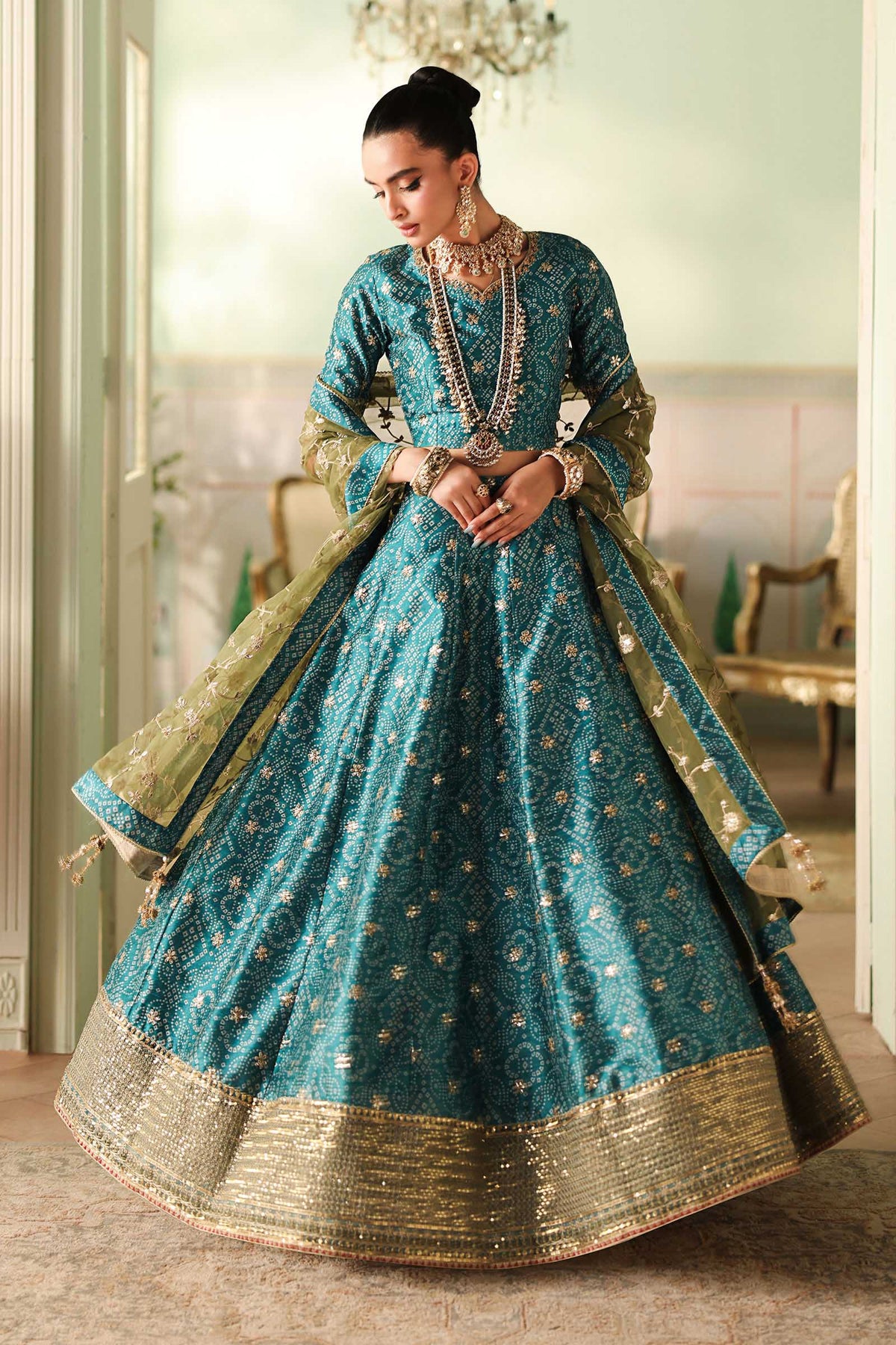 Maria B | Pre Fall Dresses | 3 Piece Embroidered Raw Silk Suit Teal Green by Maria B - Designer Dress  - Type : Ladies Clothes - Available at Libayah - 100% Original 