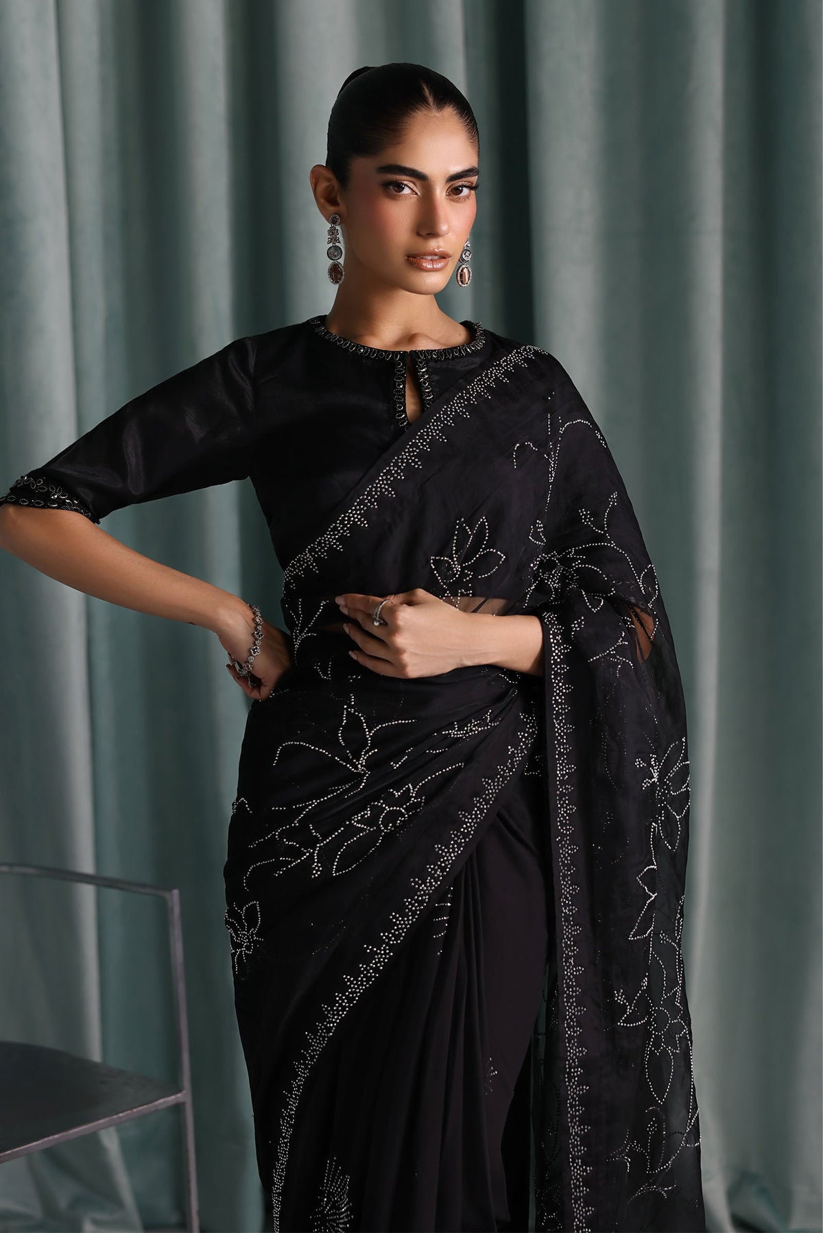 Maria B | Luxury Formals Pre Fall | SF-PF26-02-Black by Maria B - Designer Dress  - Type : Ladies Clothes - Available at Libayah - 100% Original 