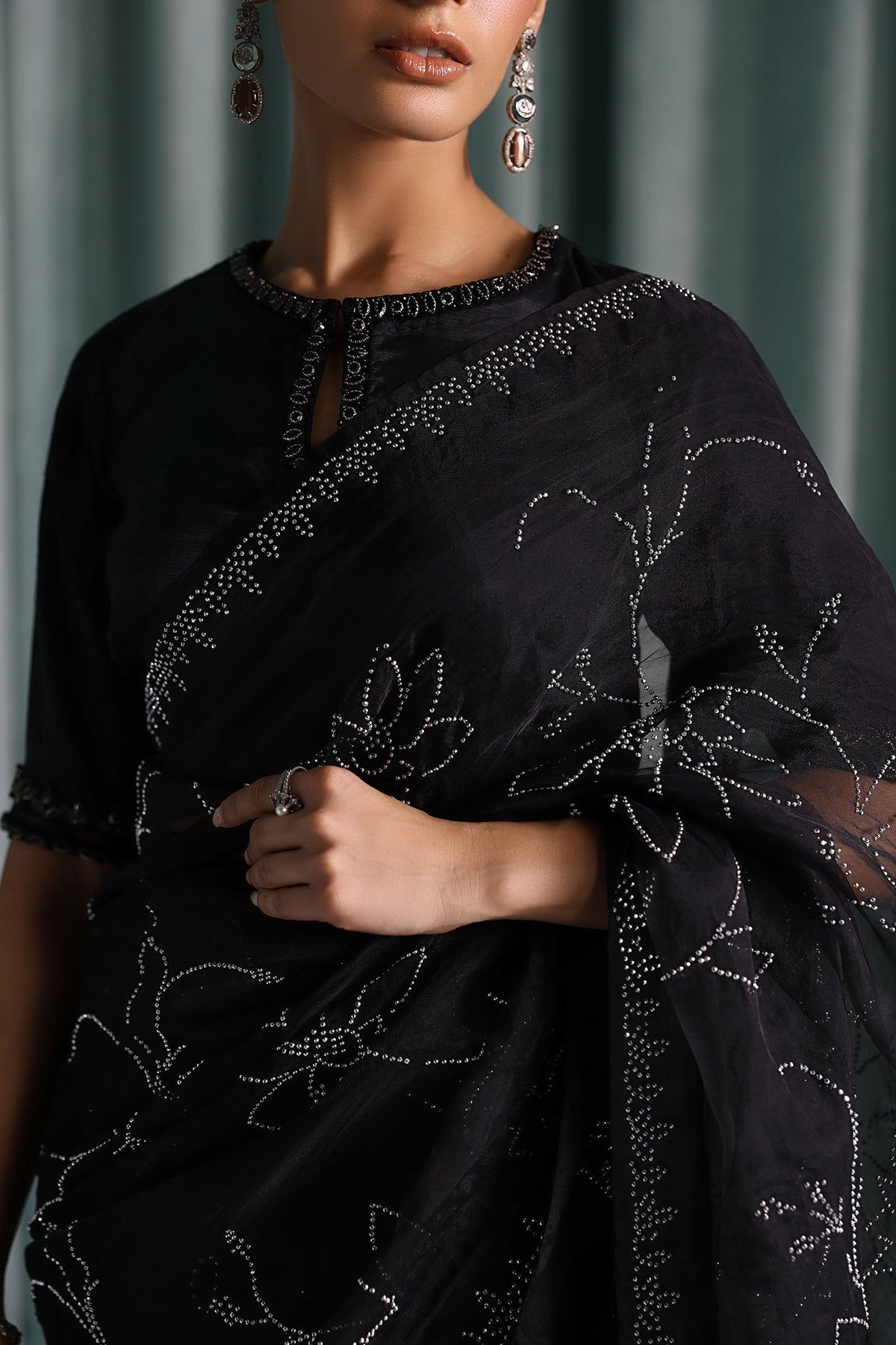 Maria B | Luxury Formals Pre Fall | SF-PF26-02-Black by Maria B - Designer Dress  - Type : Ladies Clothes - Available at Libayah - 100% Original 