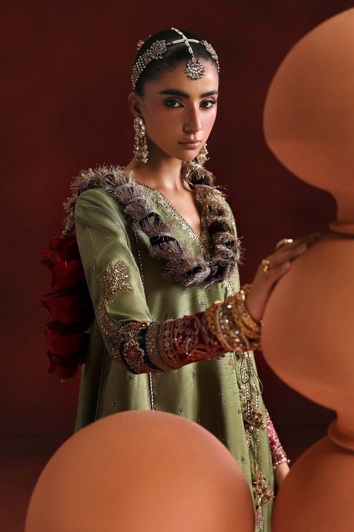 Maria B | Luxury Formals Pre Fall | SF-PF26-03-Green by Maria B - Designer Dress  - Type : Ladies Clothes - Available at Libayah - 100% Original 