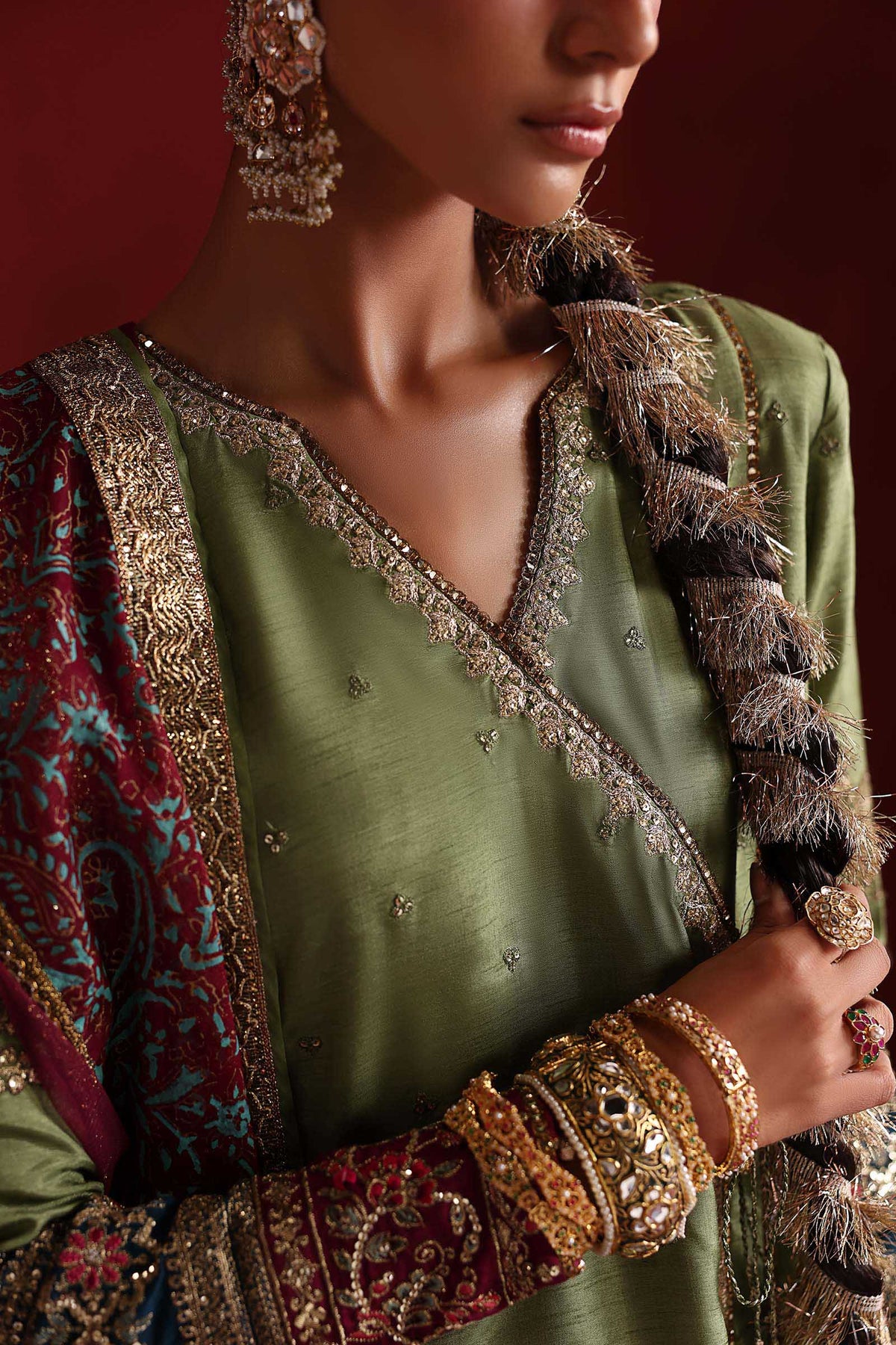 Maria B | Luxury Formals Pre Fall | SF-PF26-03-Green by Maria B - Designer Dress  - Type : Ladies Clothes - Available at Libayah - 100% Original 