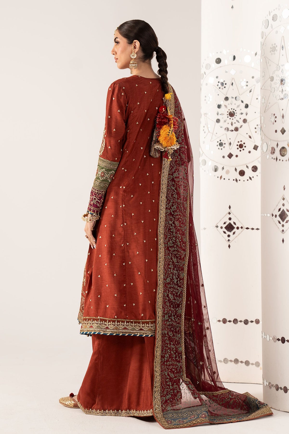 Maria B | Luxury Formals Pre Fall | SF-PF26-03-Mustard by Maria B - Designer Dress  - Type : Ladies Clothes - Available at Libayah - 100% Original 