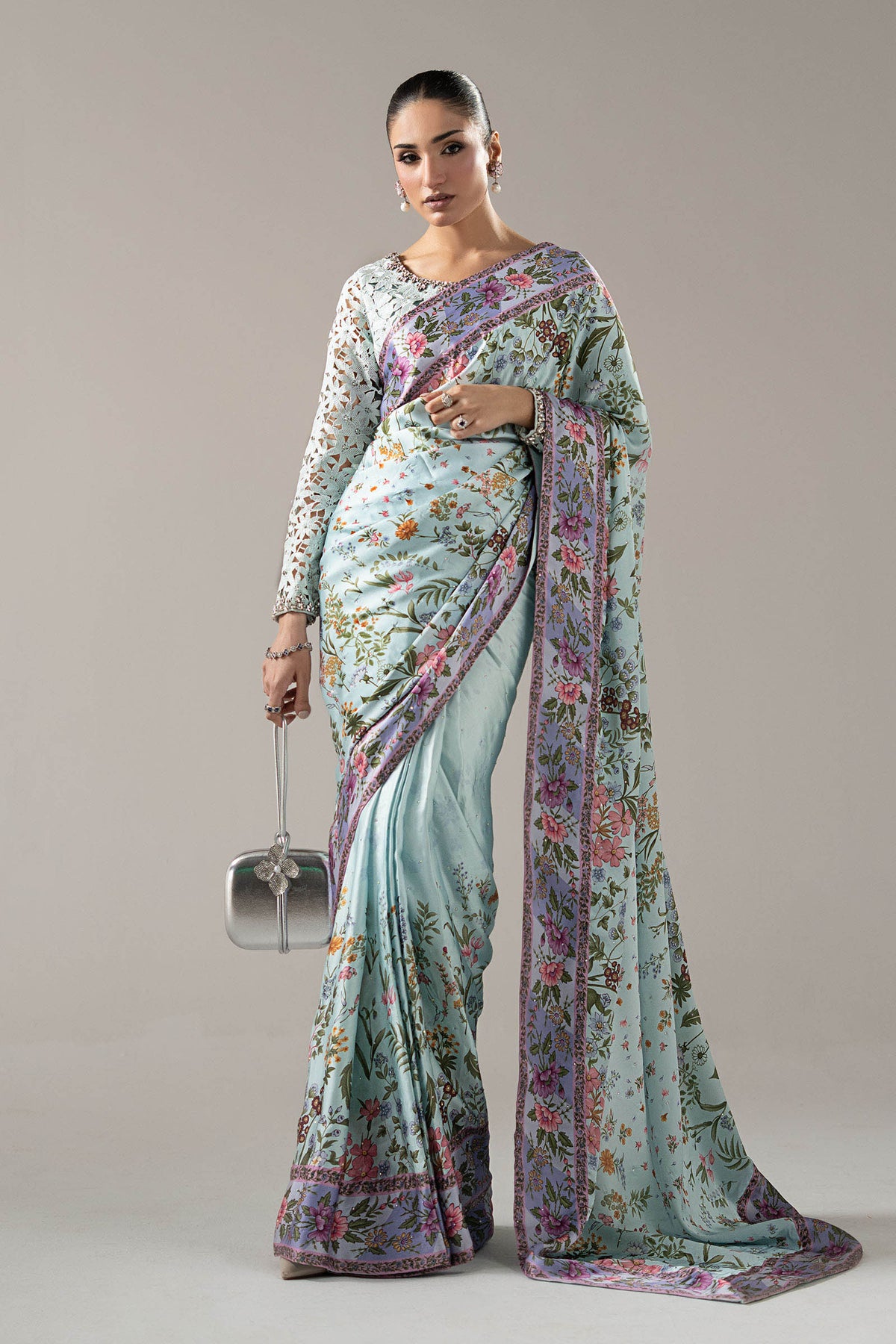 Maria B | Luxury Formals Pre Fall | SF-PF26-08-AQUA by Maria B - Designer Dress  - Type : Ladies Clothes - Available at Libayah - 100% Original 