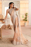 Maria B | Pre Fall Dresses | Embroidered Organza Saree Peach by Maria B - Designer Dress  - Type : Ladies Clothes - Available at Libayah - 100% Original 
