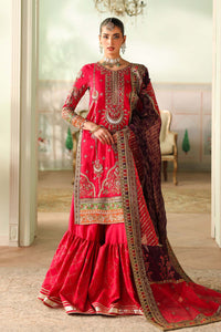 Maria B | Pre Fall Dresses | 3 Piece Embroidered Bamber Raw Silk Suit Carrot Pink by Maria B - Designer Dress  - Type : Ladies Clothes - Available at Libayah - 100% Original 
