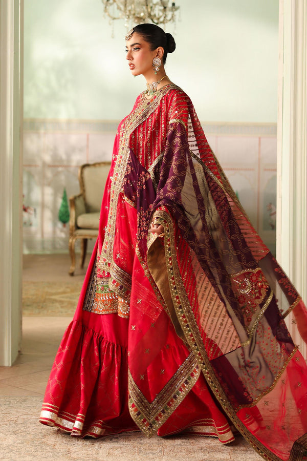 Maria B | Pre Fall Dresses | 3 Piece Embroidered Bamber Raw Silk Suit Carrot Pink by Maria B - Designer Dress  - Type : Ladies Clothes - Available at Libayah - 100% Original 