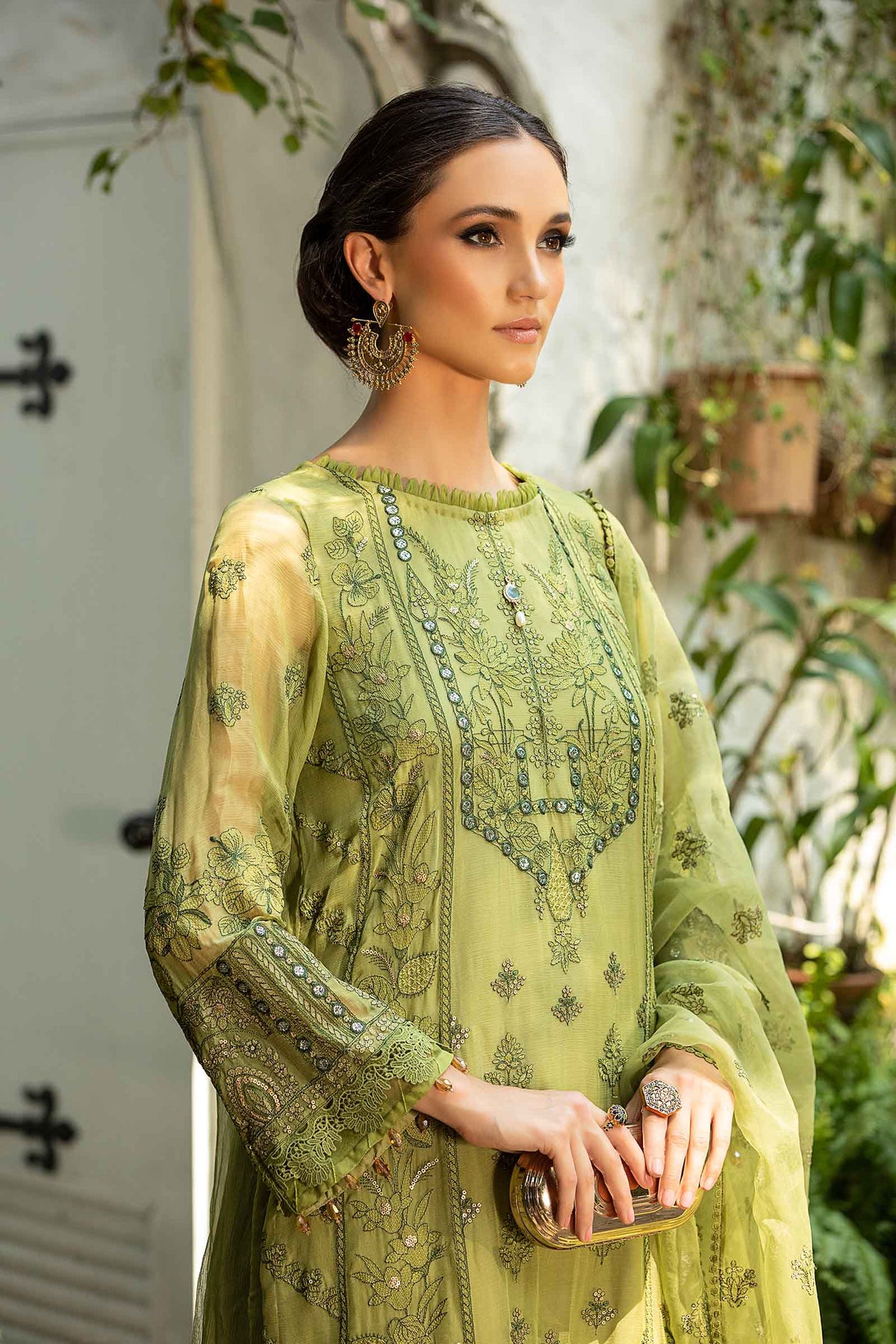 Maria B | Pre Fall Dresses | 3 Piece Embroidered Suit Grape Green by Maria B - Designer Dress  - Type : Ladies Clothes - Available at Libayah - 100% Original 