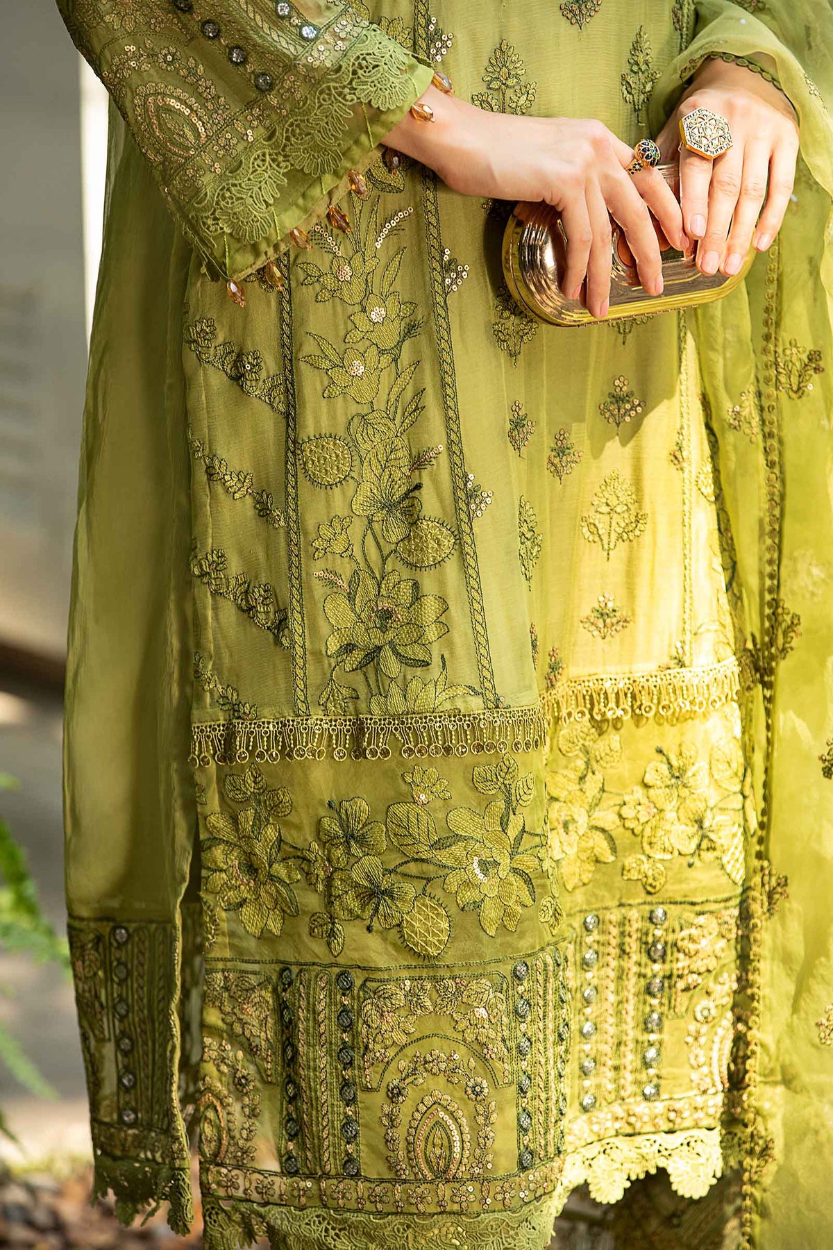 Maria B | Pre Fall Dresses | 3 Piece Embroidered Suit Grape Green by Maria B - Designer Dress  - Type : Ladies Clothes - Available at Libayah - 100% Original 