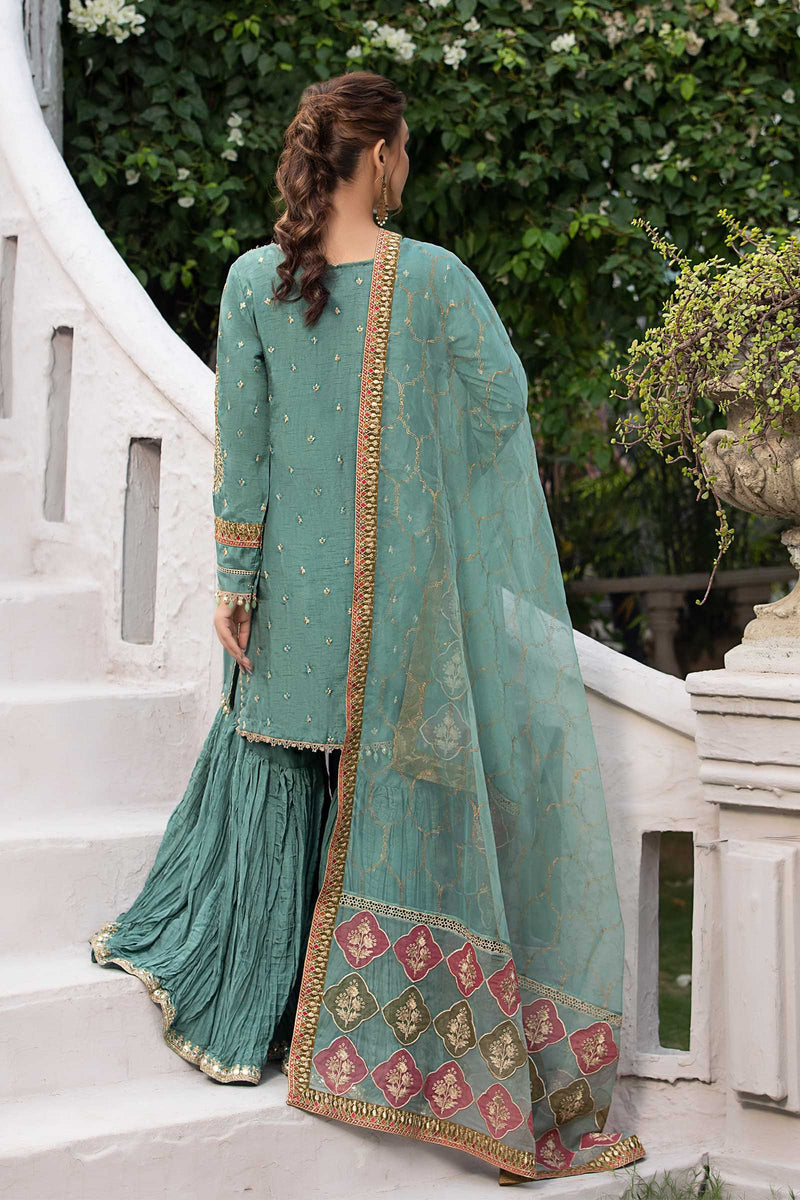 Maria B | Luxury Formals | SF-EA23-18R1-Ferozi by Maria B - Designer Dress  - Type : Ladies Clothes - Available at Libayah - 100% Original 