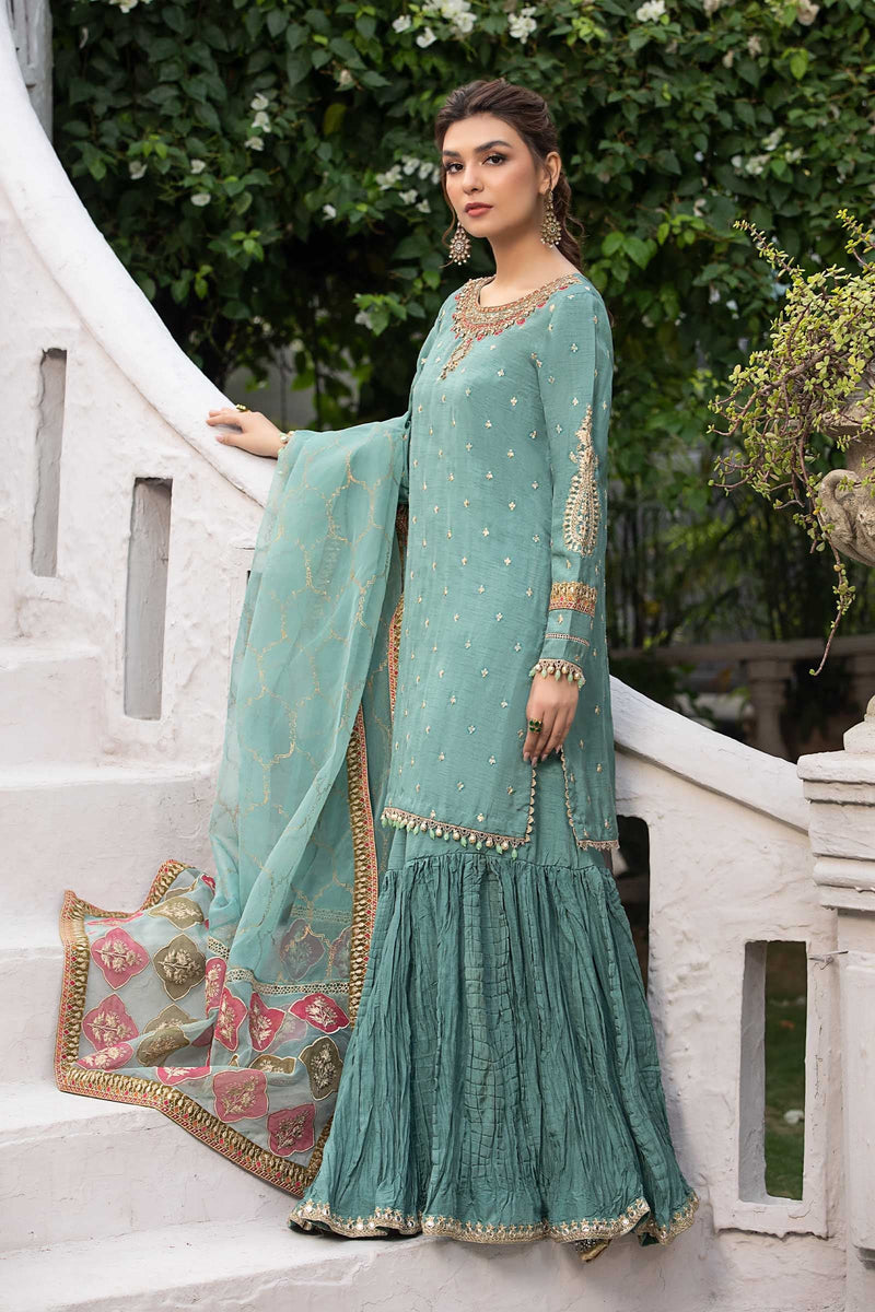 Maria B | Luxury Formals | SF-EA23-18R1-Ferozi by Maria B - Designer Dress  - Type : Ladies Clothes - Available at Libayah - 100% Original 