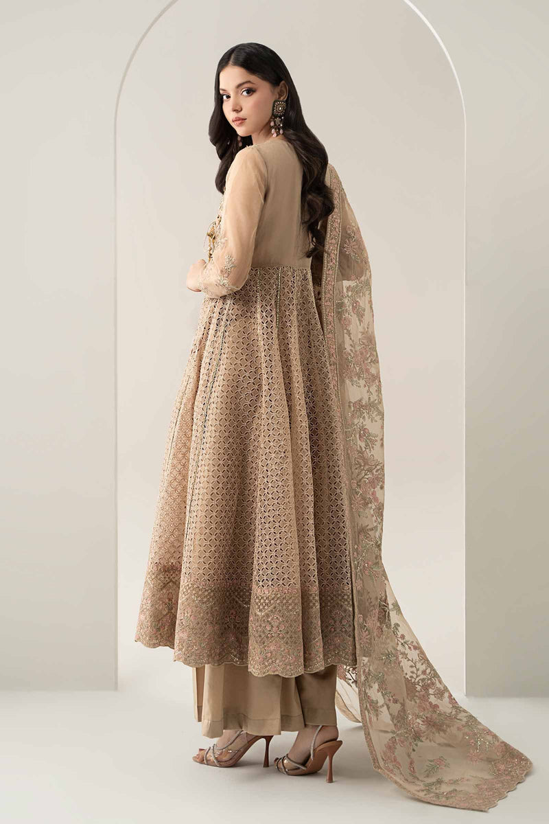 Maria B | Pre Fall Dresses | 3 Piece Embroidered Organza Suit Beige by Maria B - Designer Dress  - Type : Ladies Clothes - Available at Libayah - 100% Original 