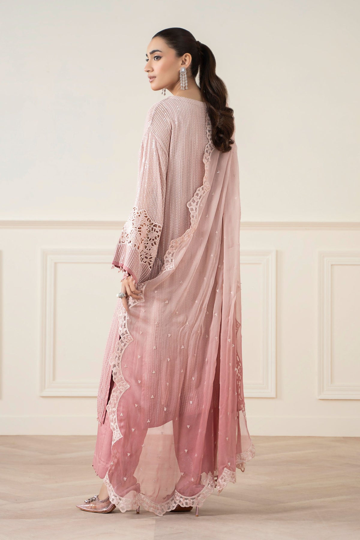 Maria B | Pre Fall Dresses | 3 Piece Embroidered Chiffon Suit Pink by Maria B - Designer Dress  - Type : Ladies Clothes - Available at Libayah - 100% Original 