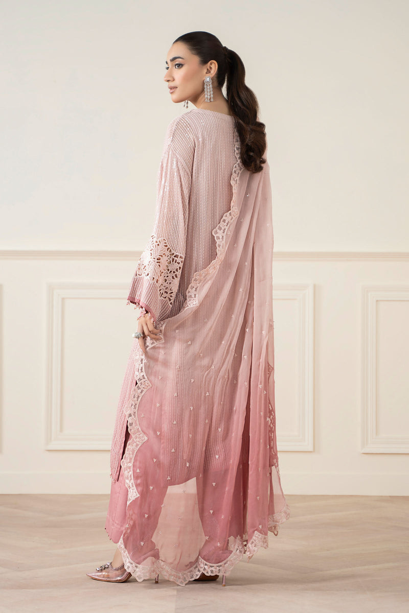 Maria B | Pre Fall Dresses | 3 Piece Embroidered Chiffon Suit Pink by Maria B - Designer Dress  - Type : Ladies Clothes - Available at Libayah - 100% Original 