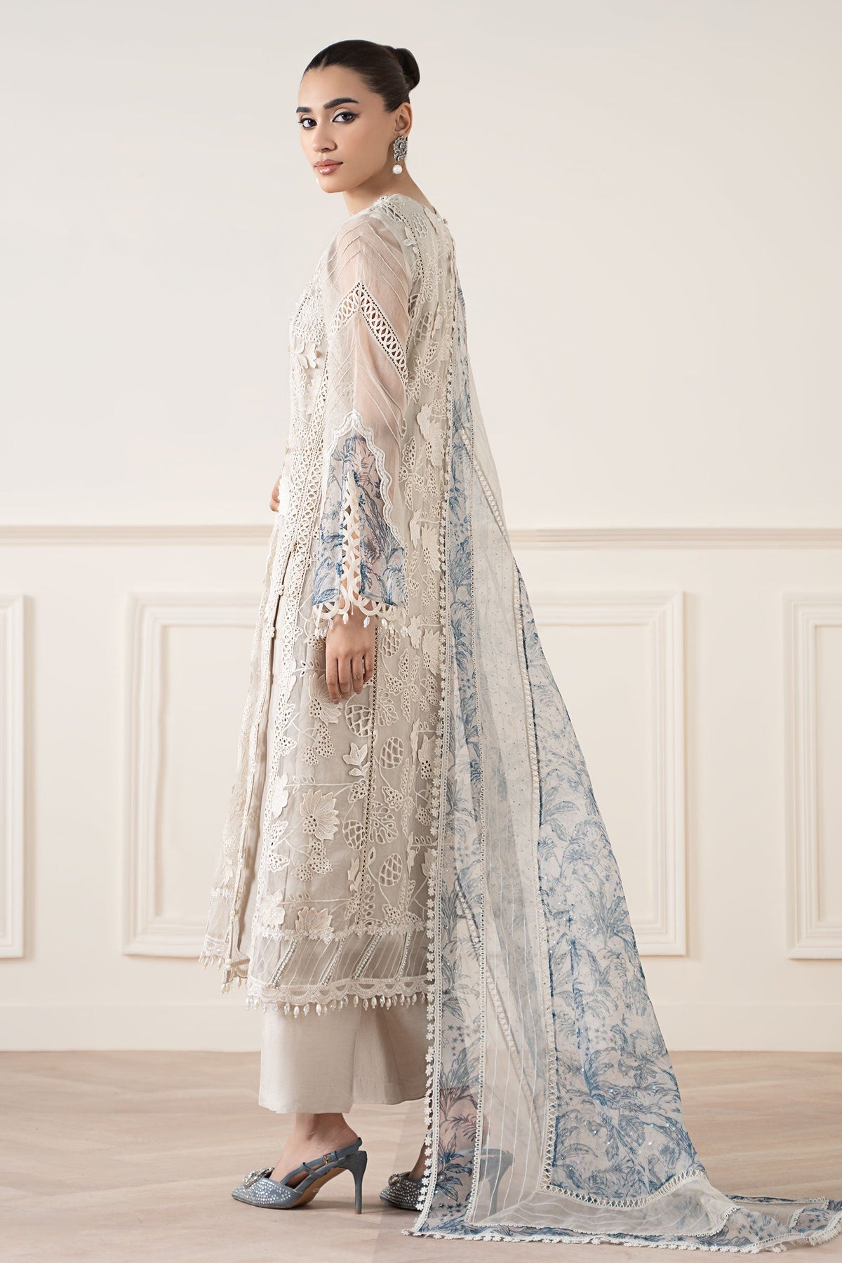 Maria B | Luxury Formals Pre Fall | SF-EA25-05R1-Off White by Maria B - Designer Dress  - Type : Ladies Clothes - Available at Libayah - 100% Original 