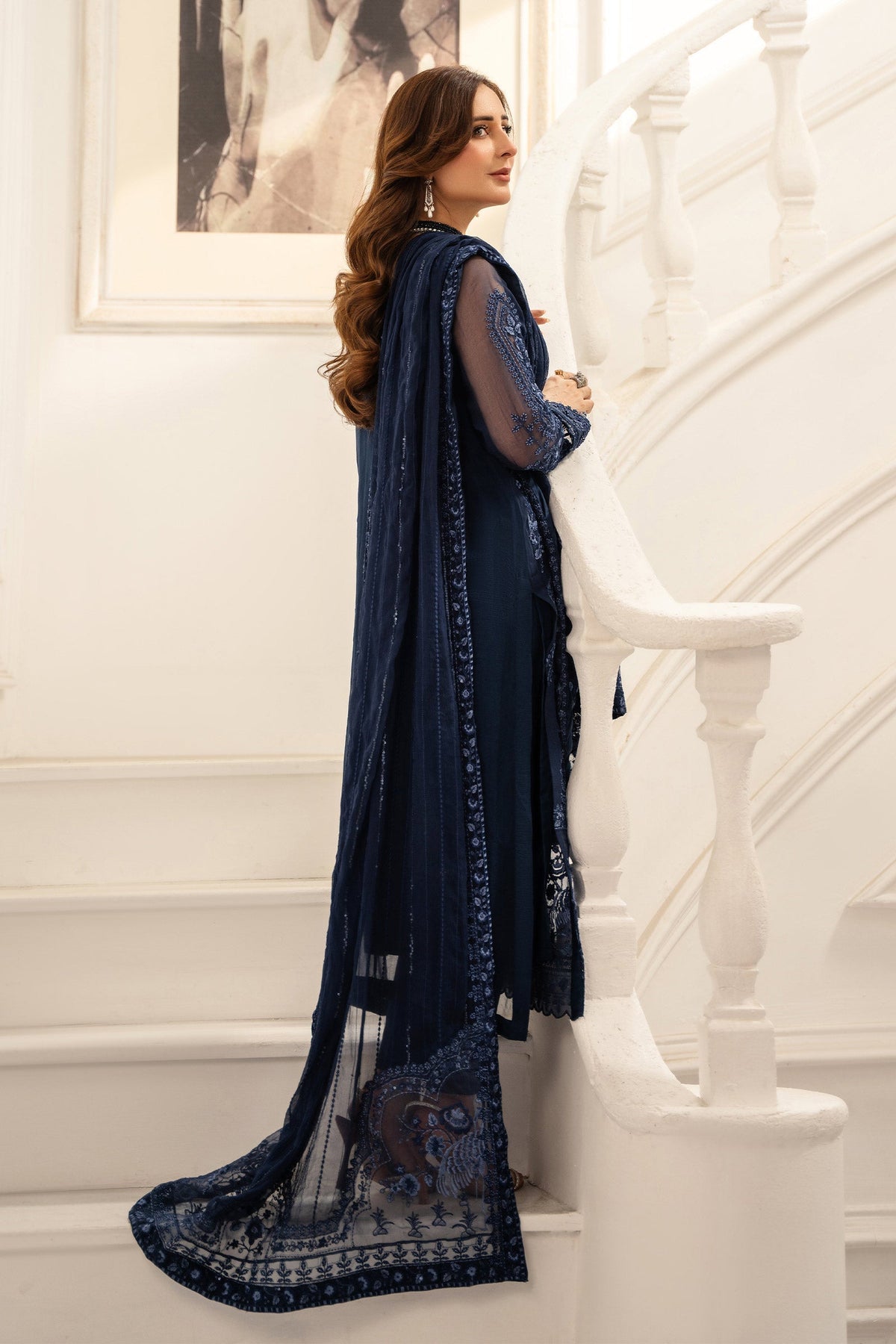 Maria B | Pre Fall Dresses | 3 Piece Embroidered Chiffon Suit RR by Maria B - Designer Dress  - Type : Ladies Clothes - Available at Libayah - 100% Original 