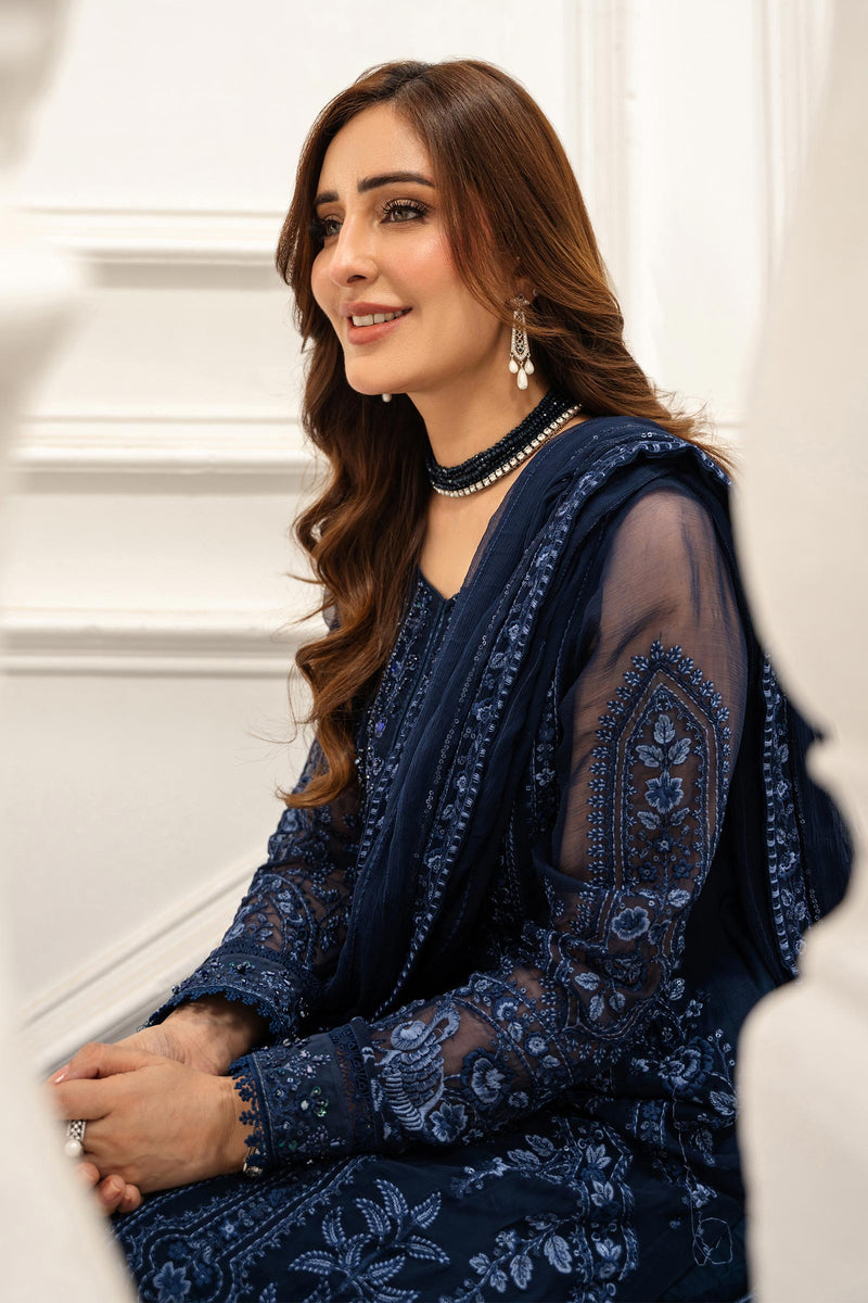Maria B | Pre Fall Dresses | 3 Piece Embroidered Chiffon Suit RR by Maria B - Designer Dress  - Type : Ladies Clothes - Available at Libayah - 100% Original 