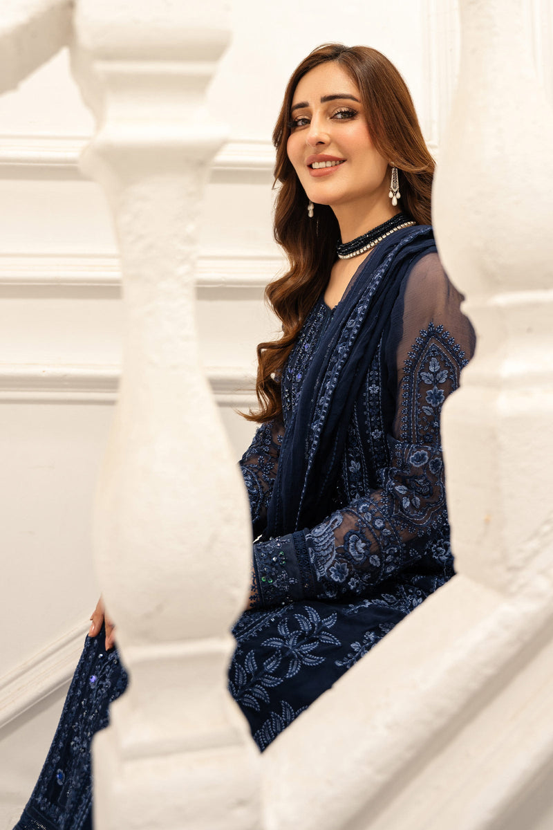 Maria B | Pre Fall Dresses | 3 Piece Embroidered Chiffon Suit RR by Maria B - Designer Dress  - Type : Ladies Clothes - Available at Libayah - 100% Original 
