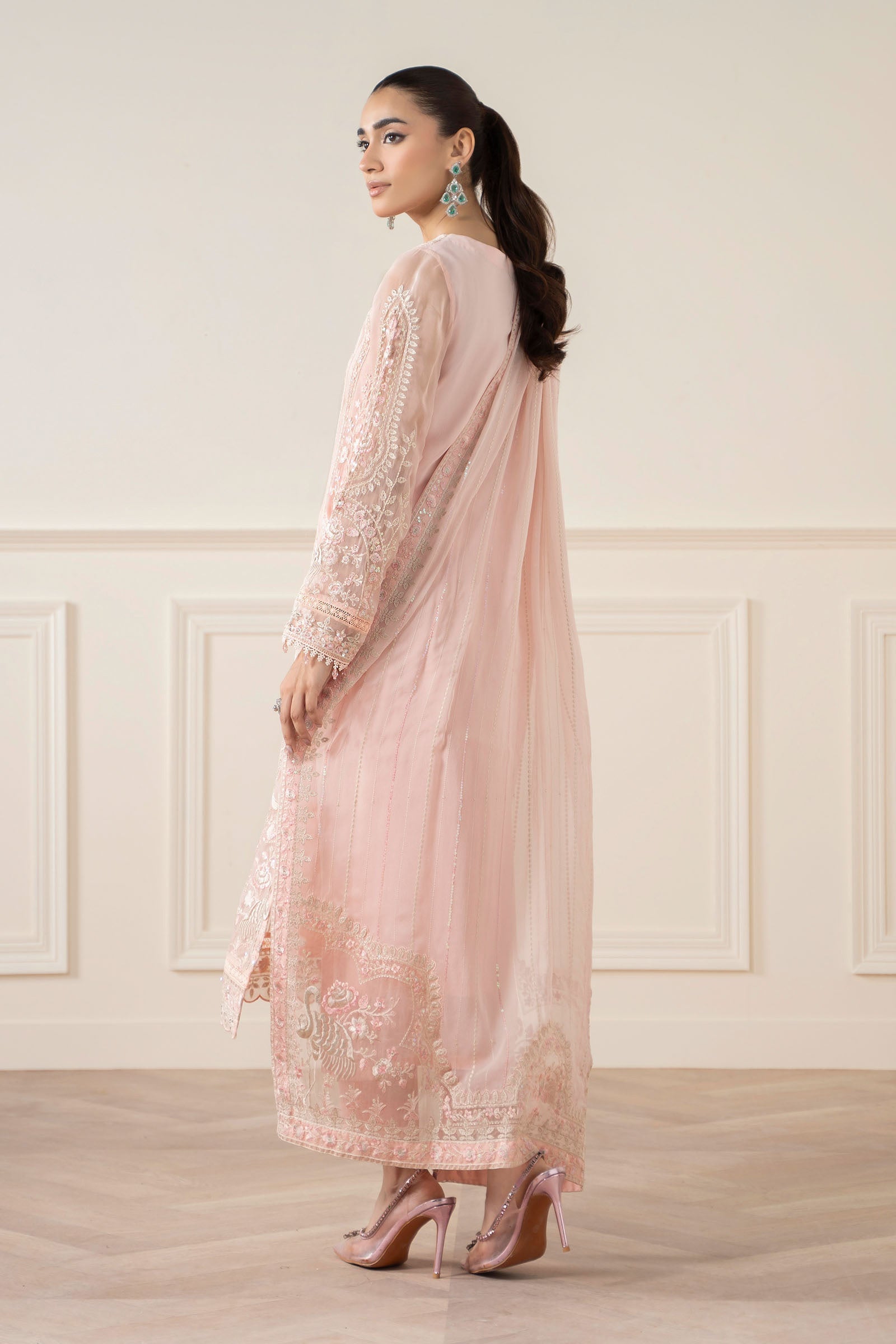 Maria B | Pre Fall Dresses | 3 Piece Embroidered Chiffon Suit OO by Maria B - Designer Dress  - Type : Ladies Clothes - Available at Libayah - 100% Original 