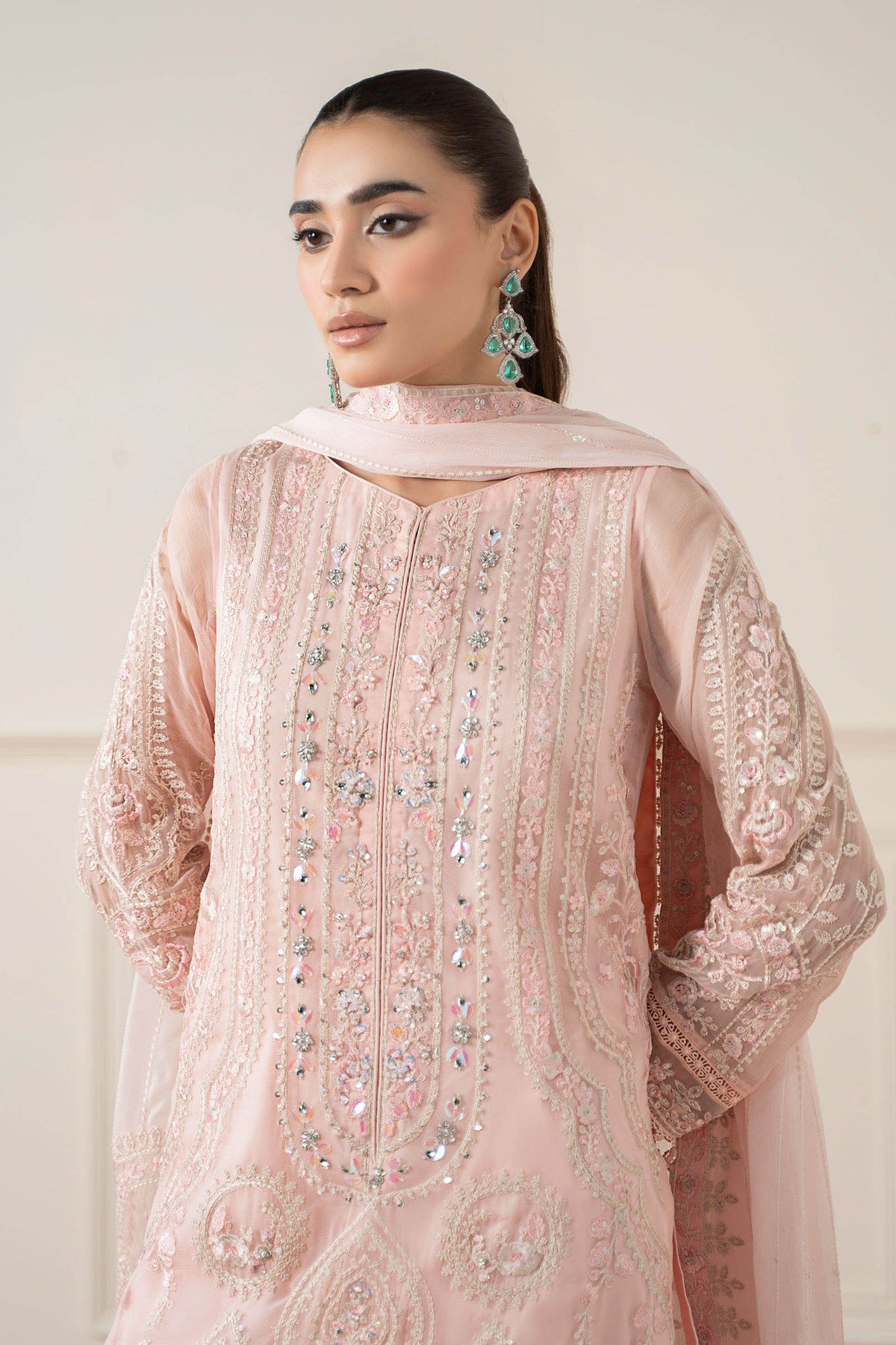 Maria B | Pre Fall Dresses | 3 Piece Embroidered Chiffon Suit OO by Maria B - Designer Dress  - Type : Ladies Clothes - Available at Libayah - 100% Original 