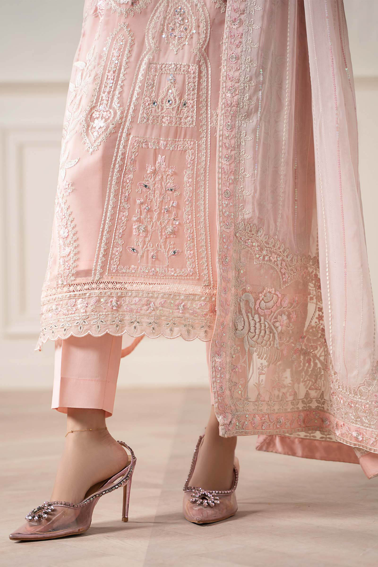 Maria B | Pre Fall Dresses | 3 Piece Embroidered Chiffon Suit OO by Maria B - Designer Dress  - Type : Ladies Clothes - Available at Libayah - 100% Original 