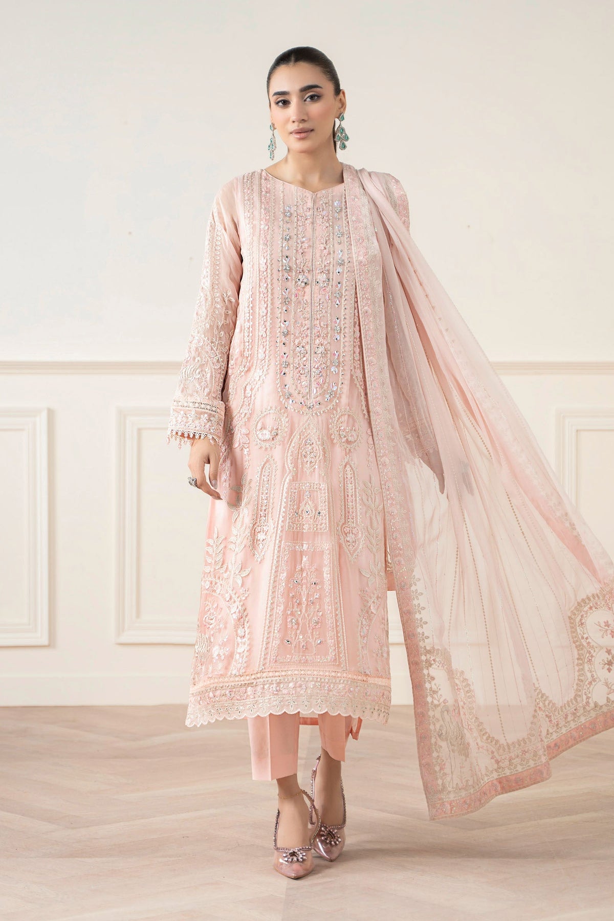 Maria B | Pre Fall Dresses | 3 Piece Embroidered Chiffon Suit OO by Maria B - Designer Dress  - Type : Ladies Clothes - Available at Libayah - 100% Original 