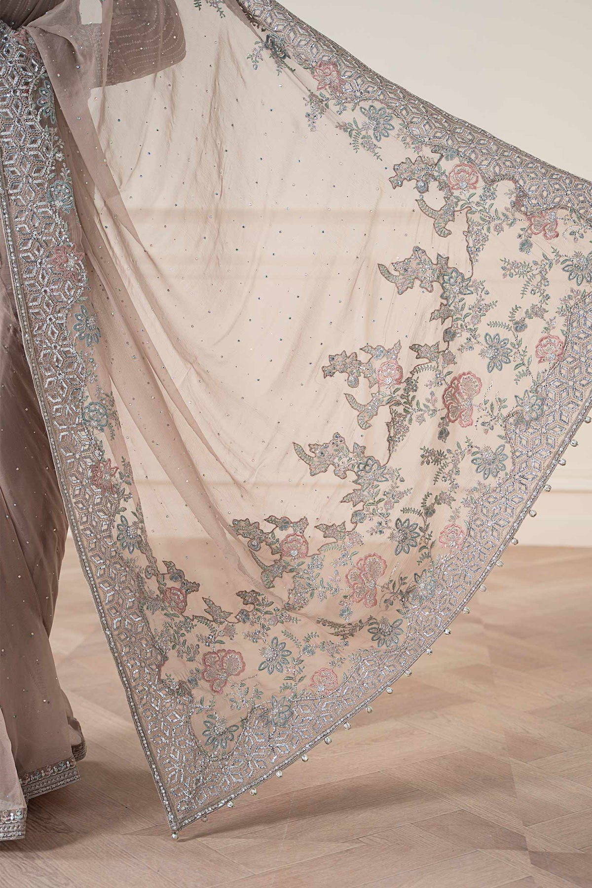 Maria B | Pre Fall Dresses | Embroidered Chiffon Saree FF by Maria B - Designer Dress  - Type : Ladies Clothes - Available at Libayah - 100% Original 