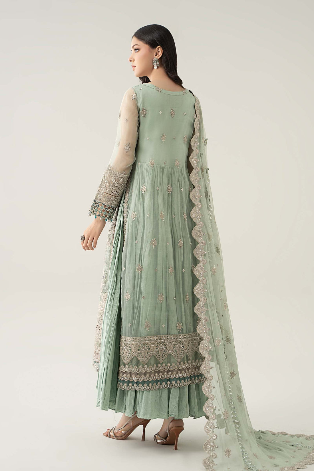 Maria B | Pre Fall Dresses | 3 Piece Embroidered Organza Suit Sea Green by Maria B - Designer Dress  - Type : Ladies Clothes - Available at Libayah - 100% Original 