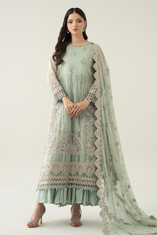 Maria B | Pre Fall Dresses | 3 Piece Embroidered Organza Suit Sea Green by Maria B - Designer Dress  - Type : Ladies Clothes - Available at Libayah - 100% Original 