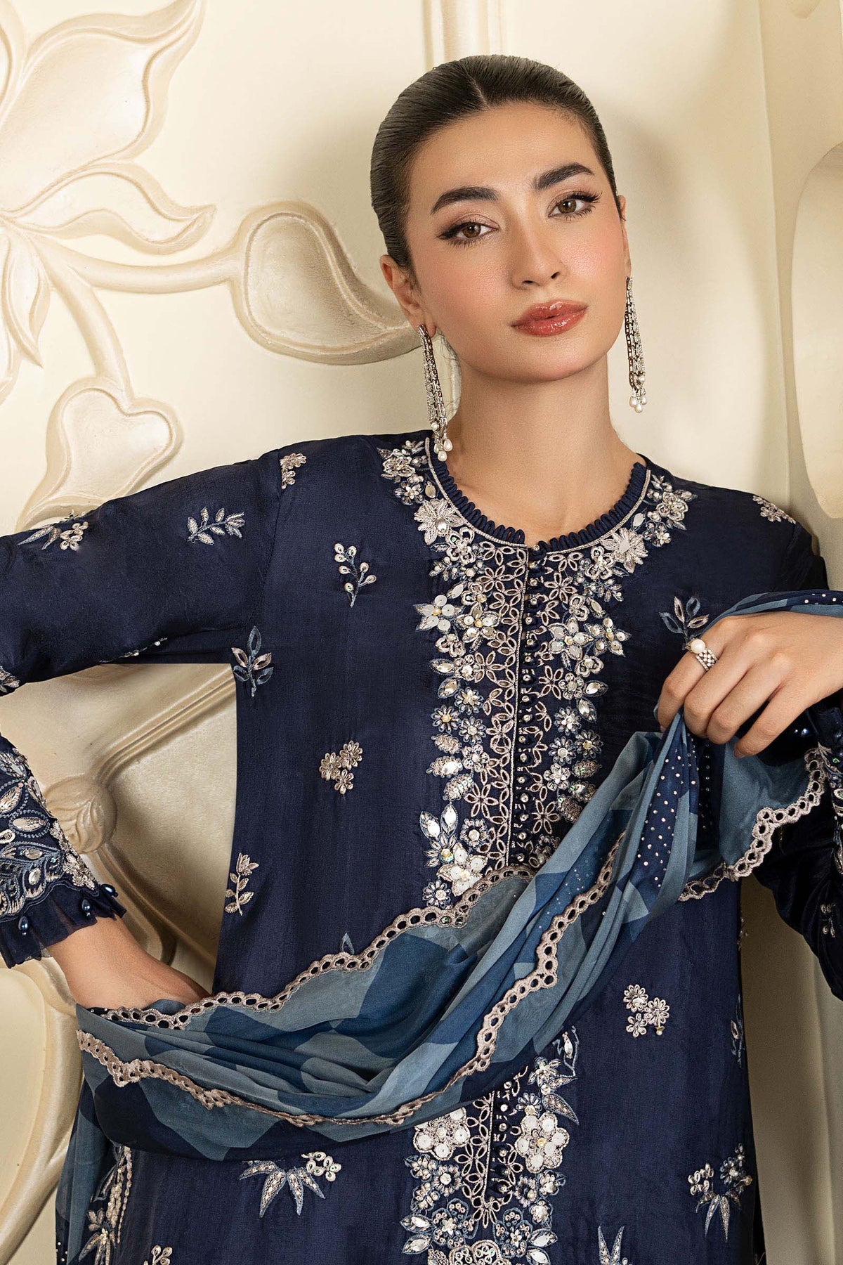 Maria B | Luxury Formals Pre Fall | SF-EA26-12-Blue by Maria B - Designer Dress  - Type : Ladies Clothes - Available at Libayah - 100% Original 