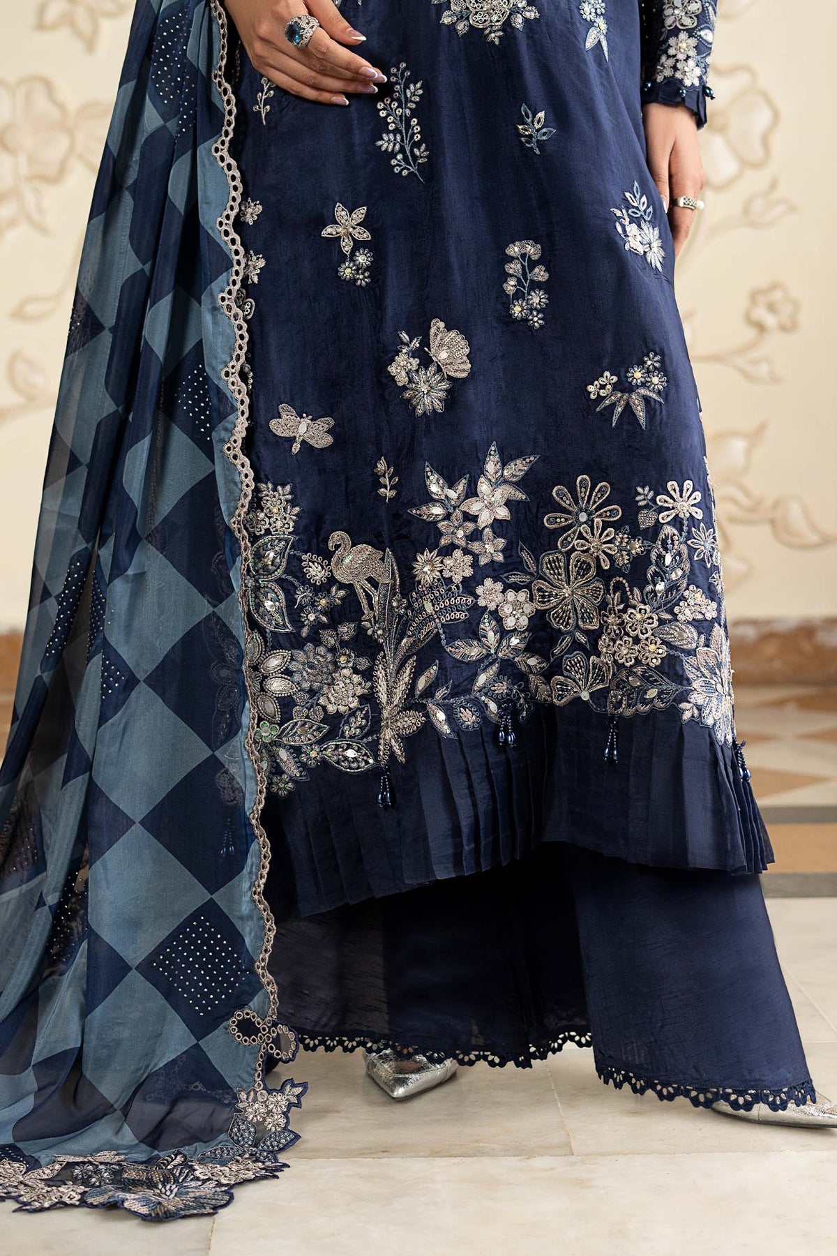 Maria B | Luxury Formals Pre Fall | SF-EA26-12-Blue by Maria B - Designer Dress  - Type : Ladies Clothes - Available at Libayah - 100% Original 