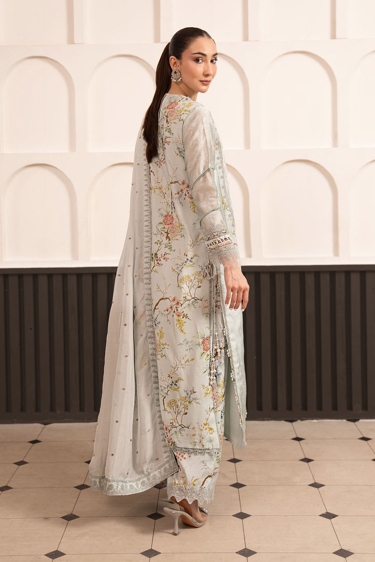Maria B | Luxury Formals Pre Fall | SF-EA26-24-Ice Blue by Maria B - Designer Dress  - Type : Ladies Clothes - Available at Libayah - 100% Original 