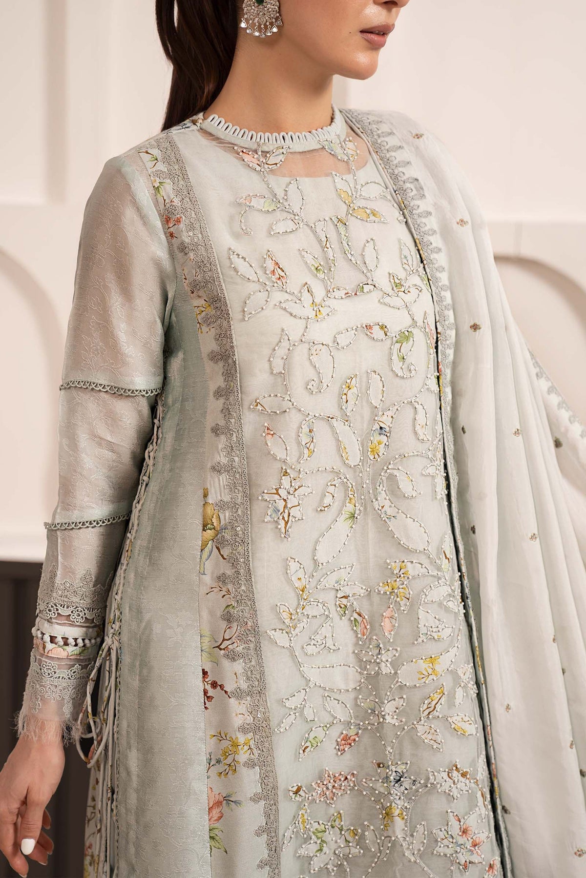 Maria B | Luxury Formals Pre Fall | SF-EA26-24-Ice Blue by Maria B - Designer Dress  - Type : Ladies Clothes - Available at Libayah - 100% Original 