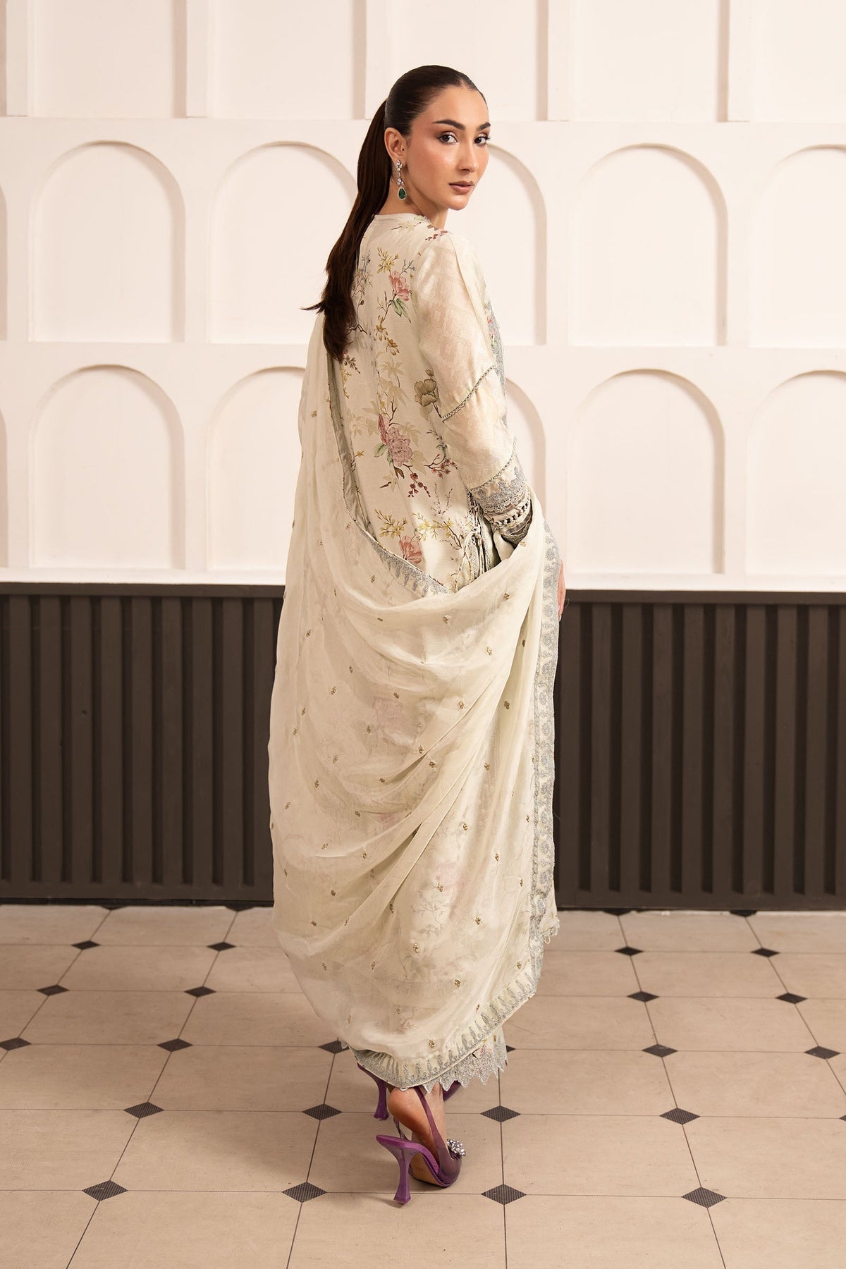 Maria B | Luxury Formals Pre Fall | SF-EA26-24-Light Yellow by Maria B - Designer Dress  - Type : Ladies Clothes - Available at Libayah - 100% Original 