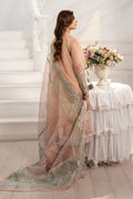 Maria B | Pre Fall Dresses | 3 Piece Embroidered Organza Suit Peach by Maria B - Designer Dress  - Type : Ladies Clothes - Available at Libayah - 100% Original 