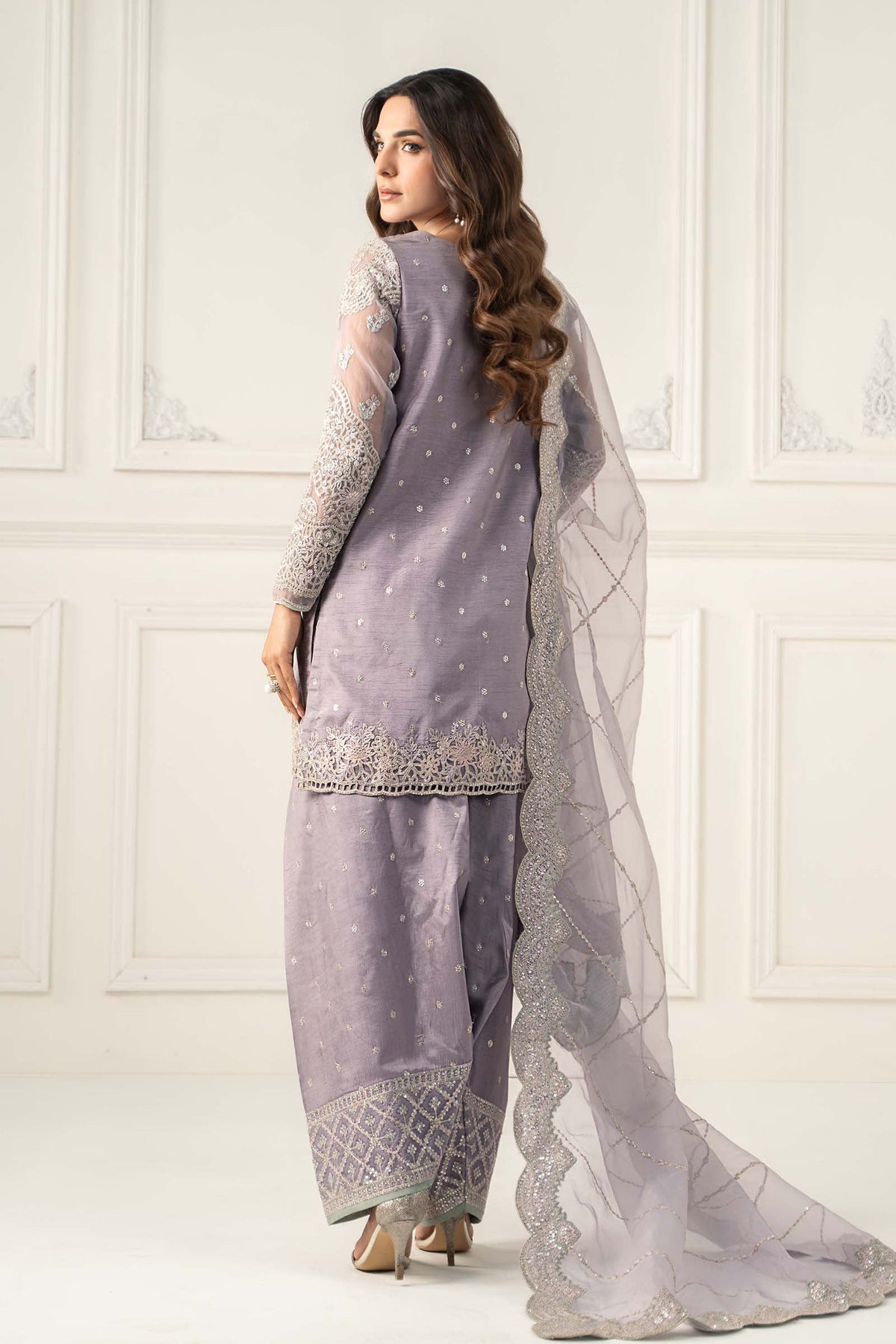 Maria B | Luxury Formals | SF-EF25-60R1-Lilac by Maria B - Designer Dress  - Type : Ladies Clothes - Available at Libayah - 100% Original 