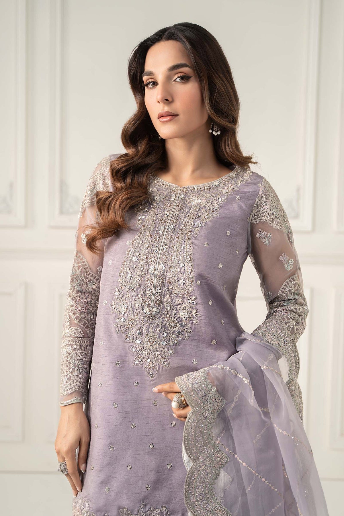 Maria B | Luxury Formals | SF-EF25-60R1-Lilac by Maria B - Designer Dress  - Type : Ladies Clothes - Available at Libayah - 100% Original 