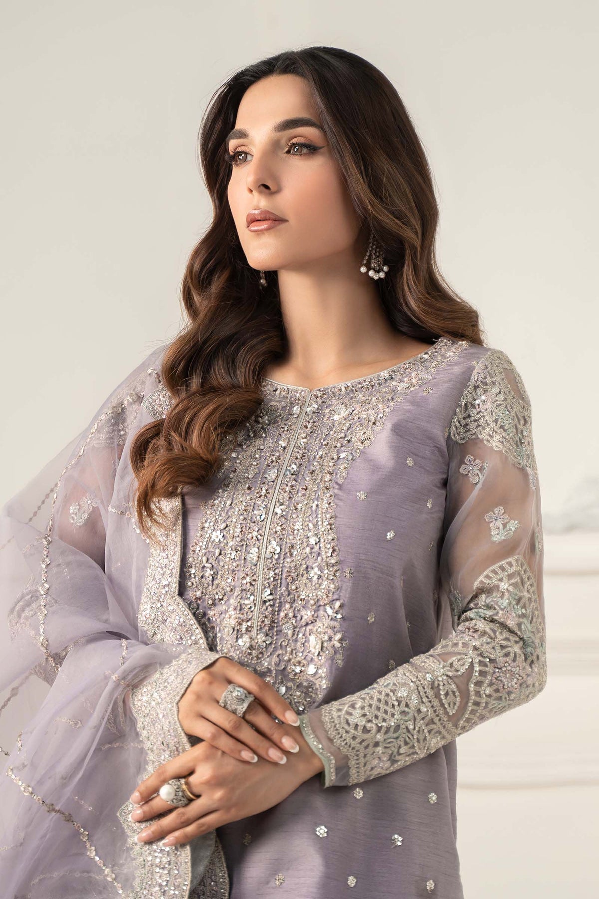 Maria B | Luxury Formals | SF-EF25-60R1-Lilac by Maria B - Designer Dress  - Type : Ladies Clothes - Available at Libayah - 100% Original 
