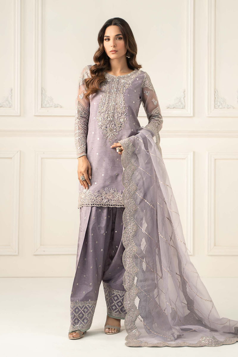 Maria B | Luxury Formals | SF-EF25-60R1-Lilac by Maria B - Designer Dress  - Type : Ladies Clothes - Available at Libayah - 100% Original 