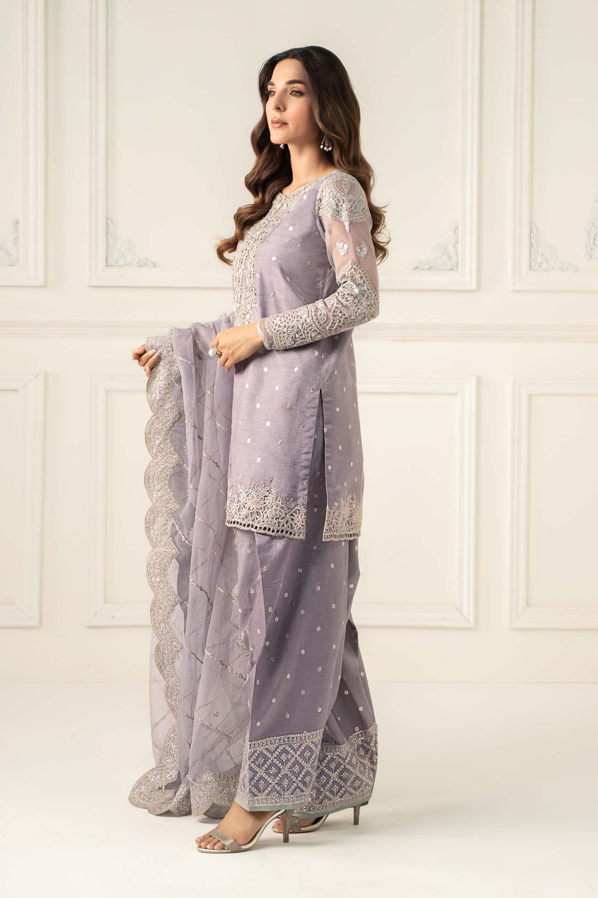 Maria B | Luxury Formals | SF-EF25-60R1-Lilac by Maria B - Designer Dress  - Type : Ladies Clothes - Available at Libayah - 100% Original 