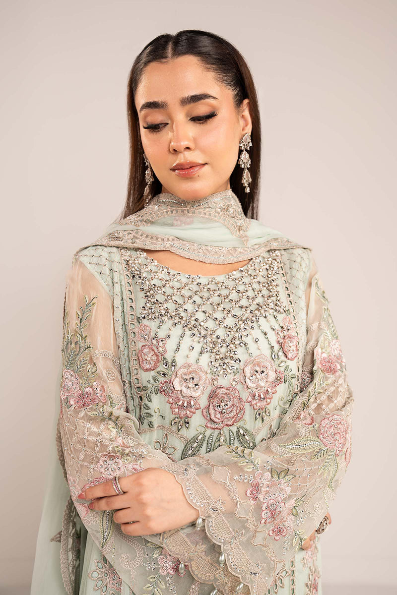 Maria  B | luxury formals | SF-EF26-01-Sea Green by Maria B - Designer Dress  - Type : Ladies Clothes - Available at Libayah - 100% Original 