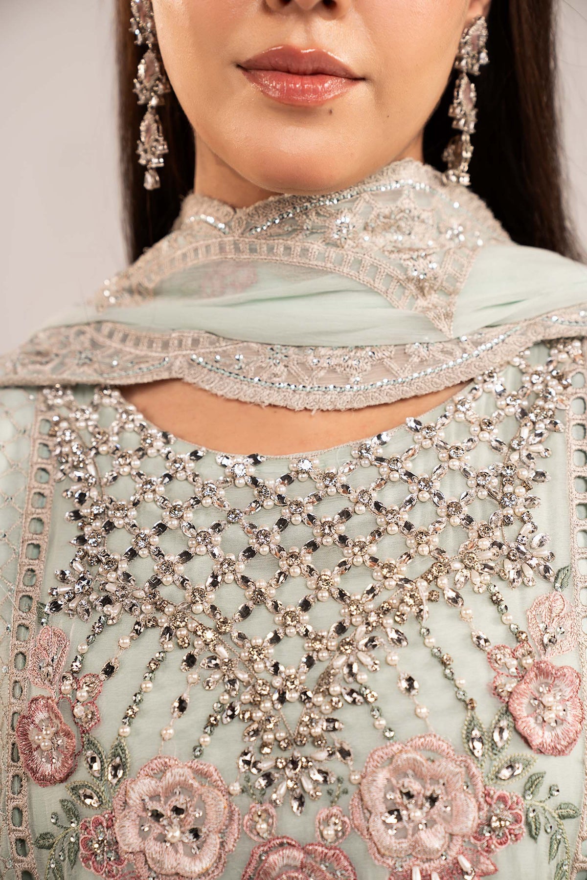 Maria  B | luxury formals | SF-EF26-01-Sea Green by Maria B - Designer Dress  - Type : Ladies Clothes - Available at Libayah - 100% Original 