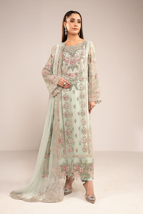Maria  B | luxury formals | SF-EF26-01-Sea Green by Maria B - Designer Dress  - Type : Ladies Clothes - Available at Libayah - 100% Original 