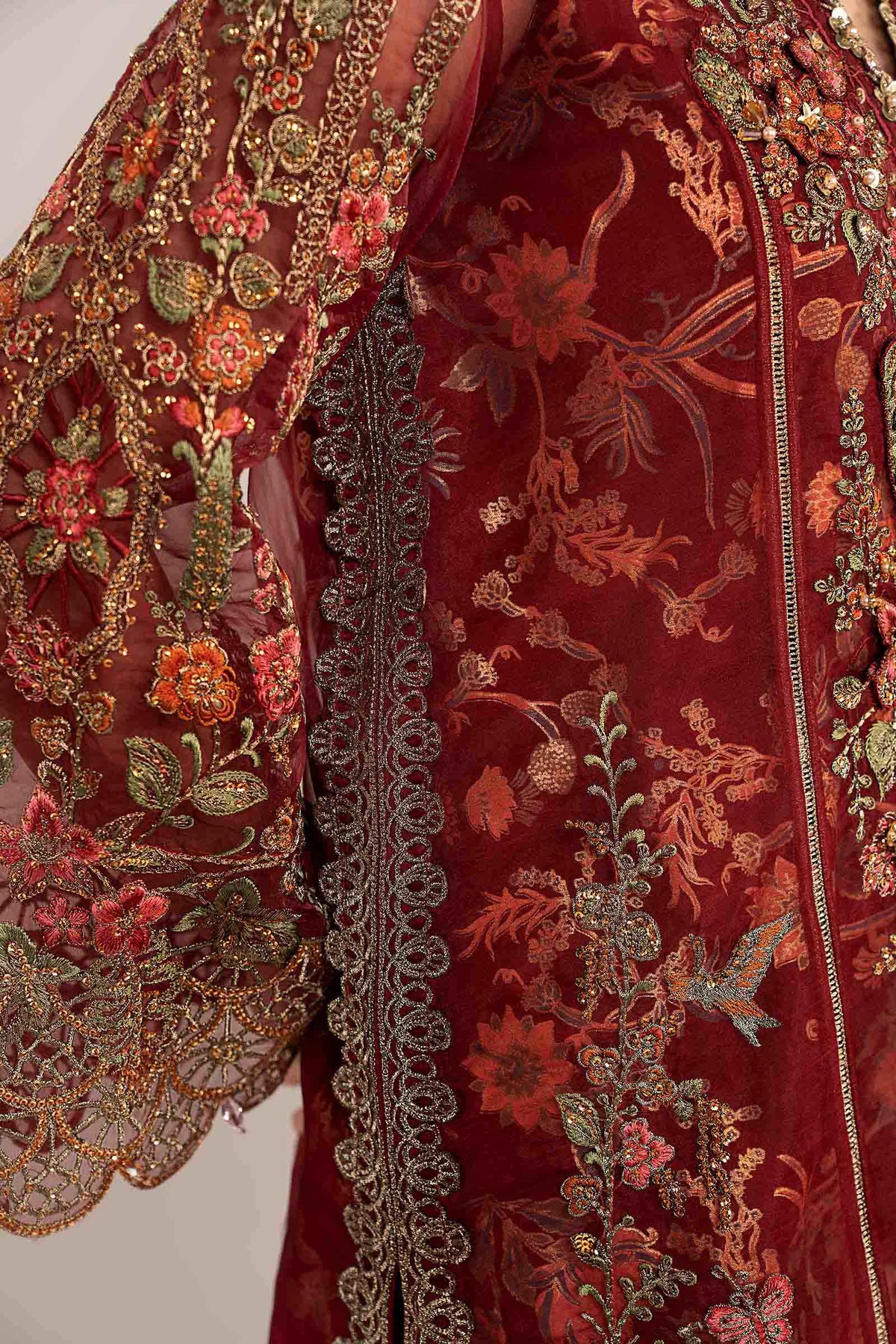 Maria B | Luxury Formals | SF-EF26-02-Maroon by Maria B - Designer Dress  - Type : Ladies Clothes - Available at Libayah - 100% Original 