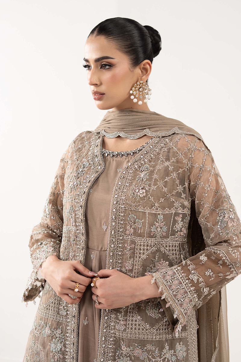 Maria B | Luxury Formals | SF-EF26-05-Coffee by Maria B - Designer Dress  - Type : Ladies Clothes - Available at Libayah - 100% Original 