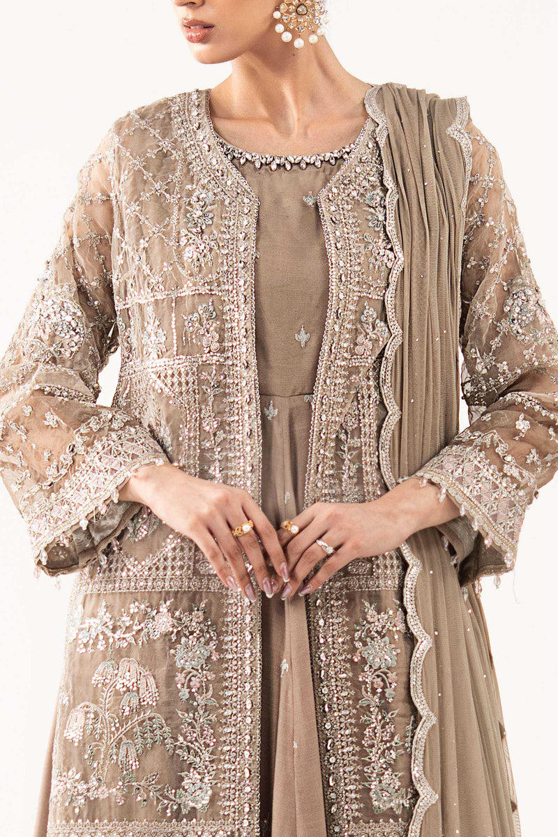 Maria B | Luxury Formals | SF-EF26-05-Coffee by Maria B - Designer Dress  - Type : Ladies Clothes - Available at Libayah - 100% Original 